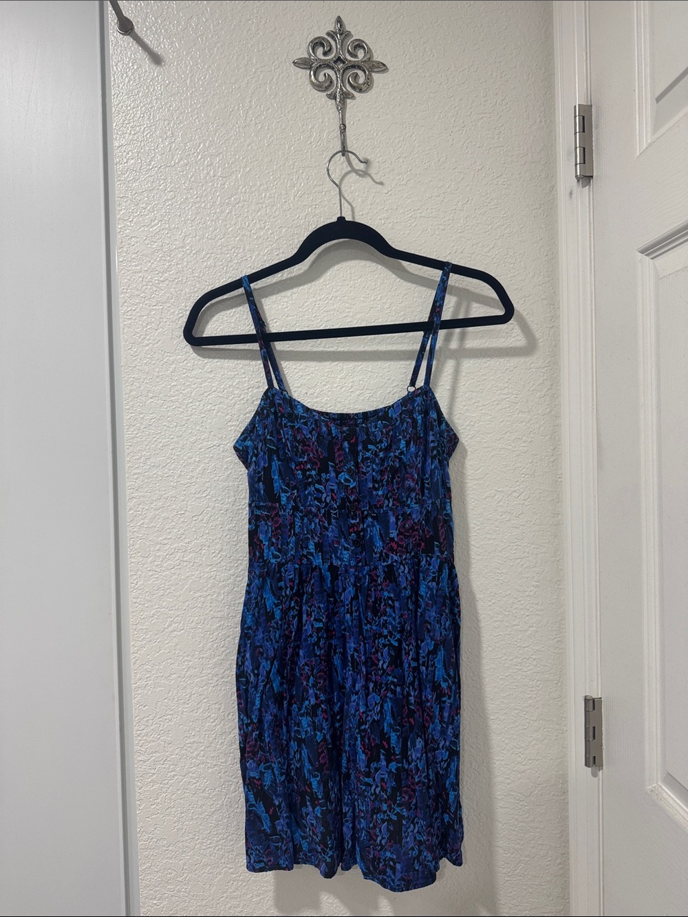 Blue & Black Fractal Spaghetti Strap Dress